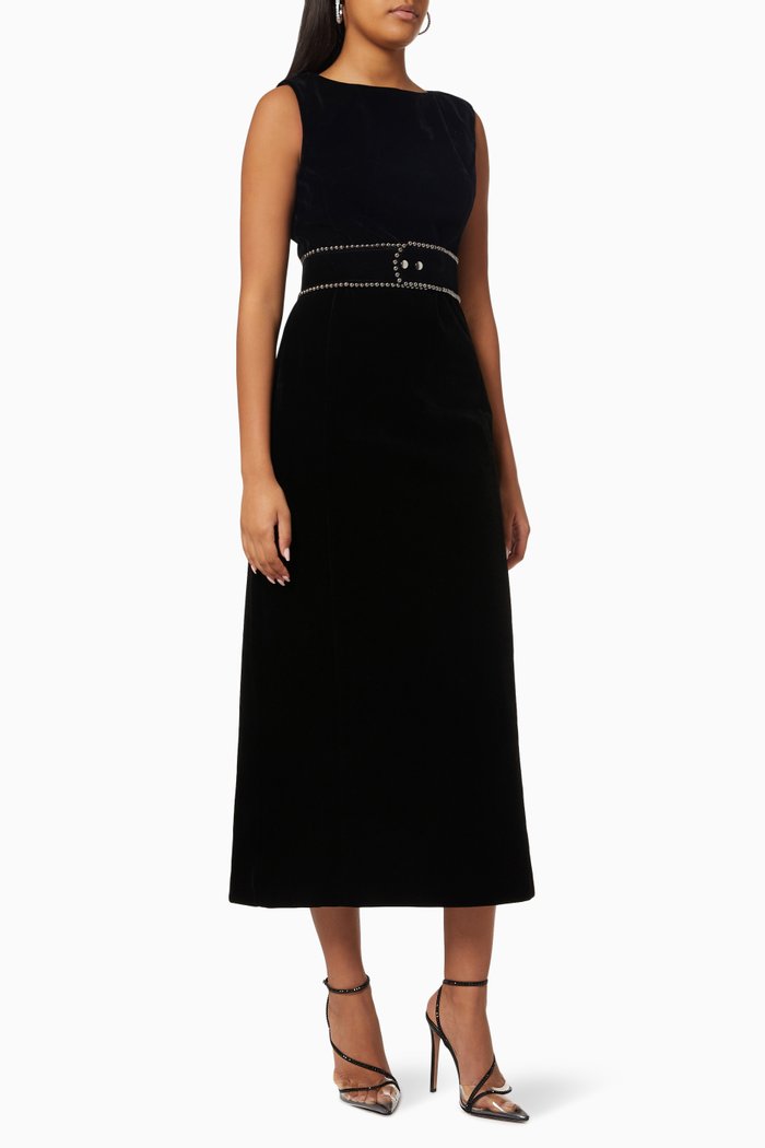 

Studded Belted Dress, Black