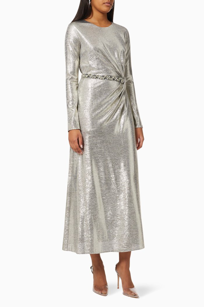 

Front Twist Shimmer Dress, Grey