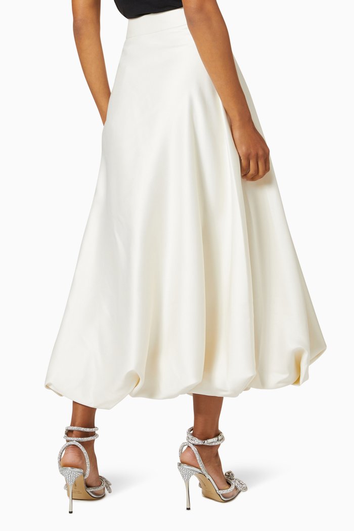 

Balloon Midi Skirt in Satin, White