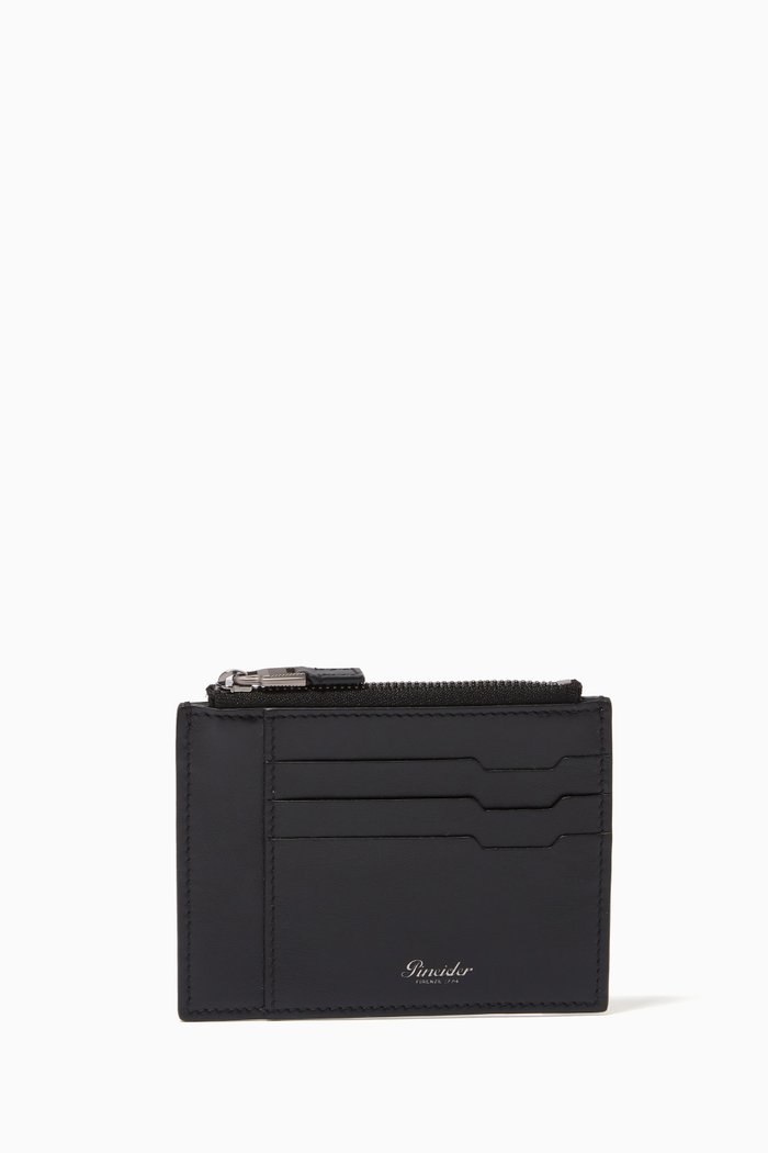 

Metro Card Holder in Calfskin Leather, Black