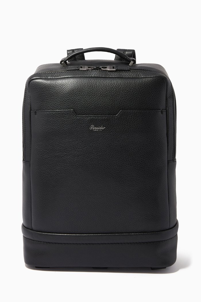 

360 Folded Backpack in Leather, Black