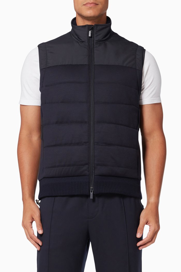 

High Performance Packaway Vest in Wool & Nylon, Blue