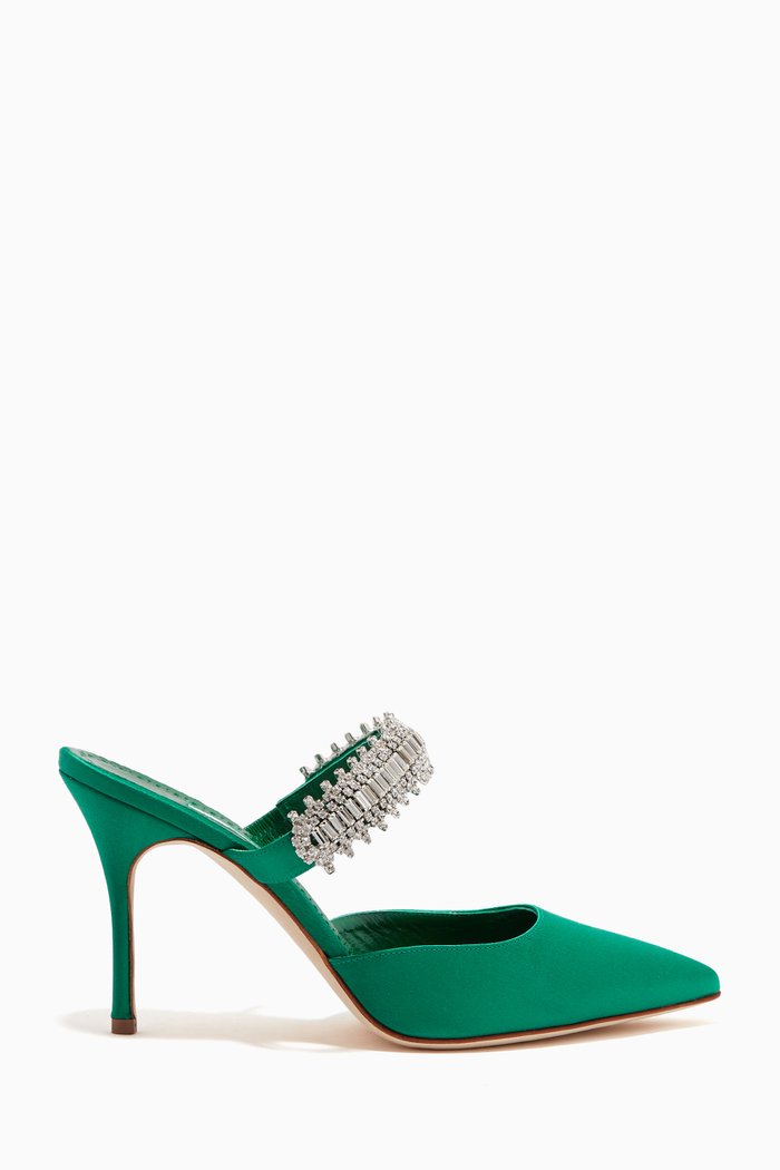 

Lutara Mules in Satin, Green
