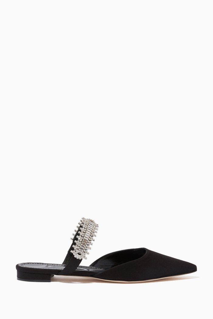 

Lutara Flat Mules in Satin, Black