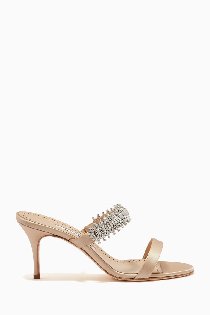 Sako Fabio 70 Mules in Satin, Neutral