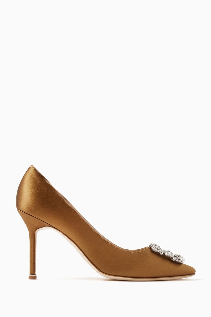 

Hangisi 90 Jewel Pumps in Satin, Brown