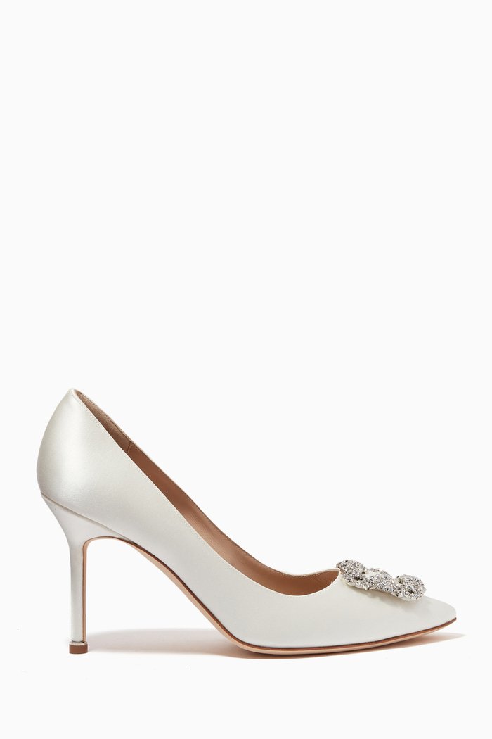 

Hangisi 90 Jewel Pumps in Satin, White