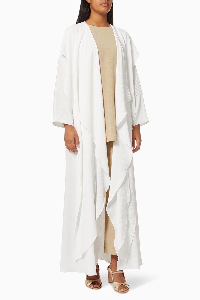 

Textured Abaya Set, White