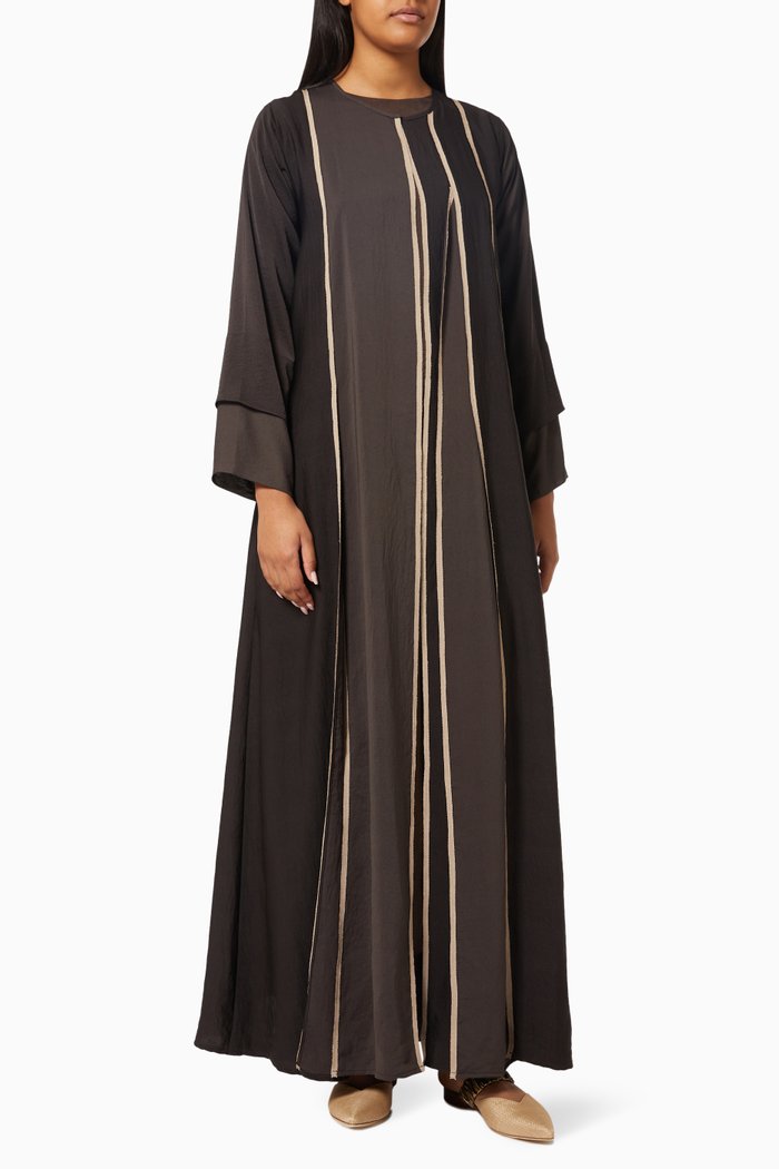 

Stripe Abaya Set, Brown