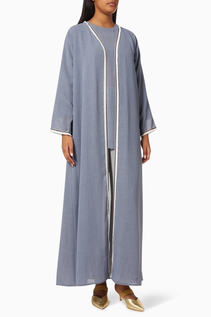 

Contrast Tape Abaya Set, Blue