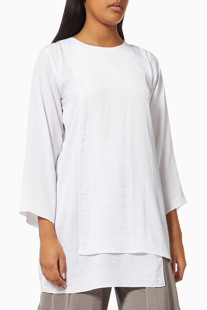 

Long Sleeve Layered Top, White