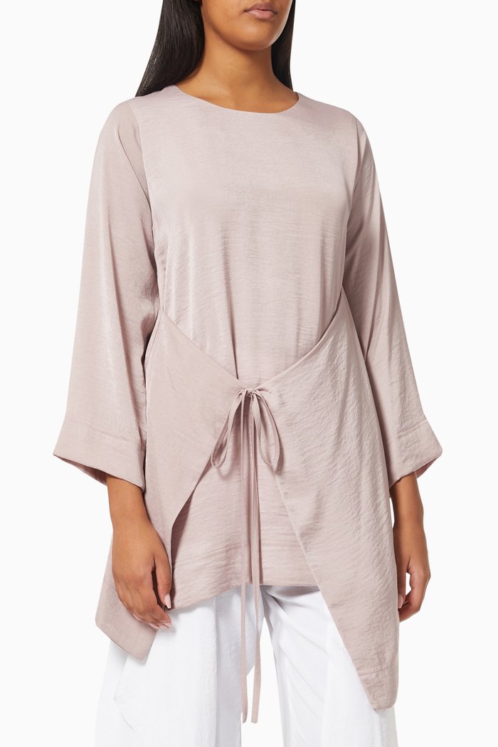 

Front Layered Tie Up Top, Pink