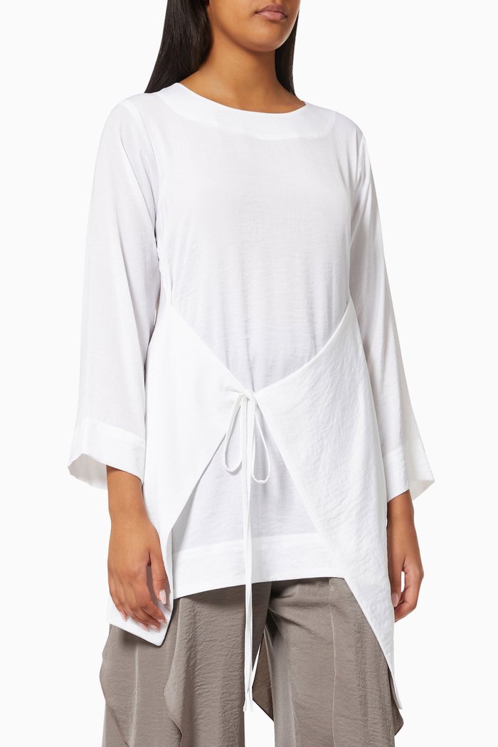

Front Layered Tie Up Top, White