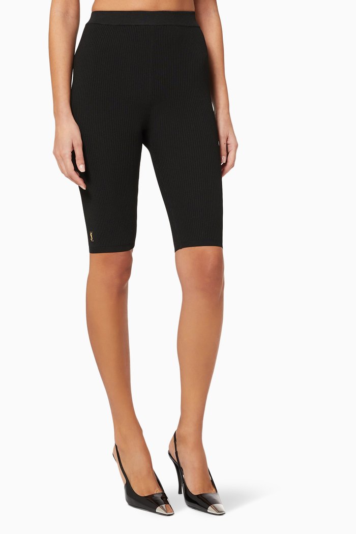 

Rider Shorts in Ribbed Knit, Black