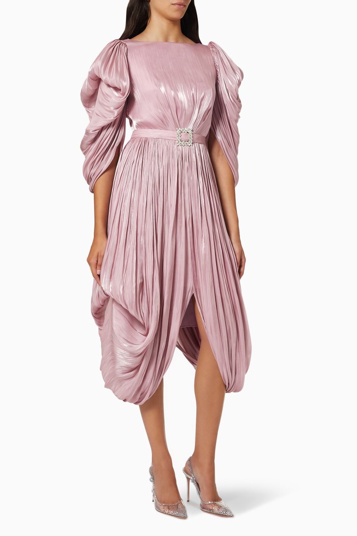 

Belted Balloon Dress, Pink