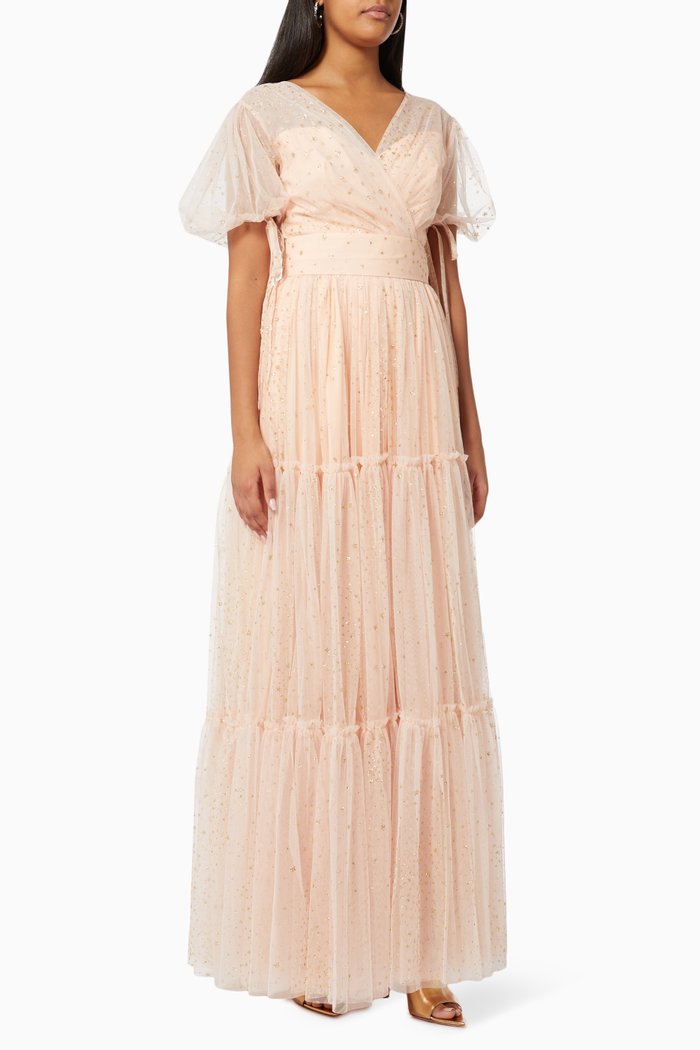 

Tiered Dress in Shimmer Tulle, Pink