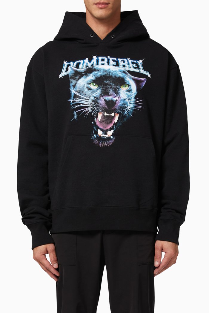 

Panther Pullover Hoodie in Cotton, Black