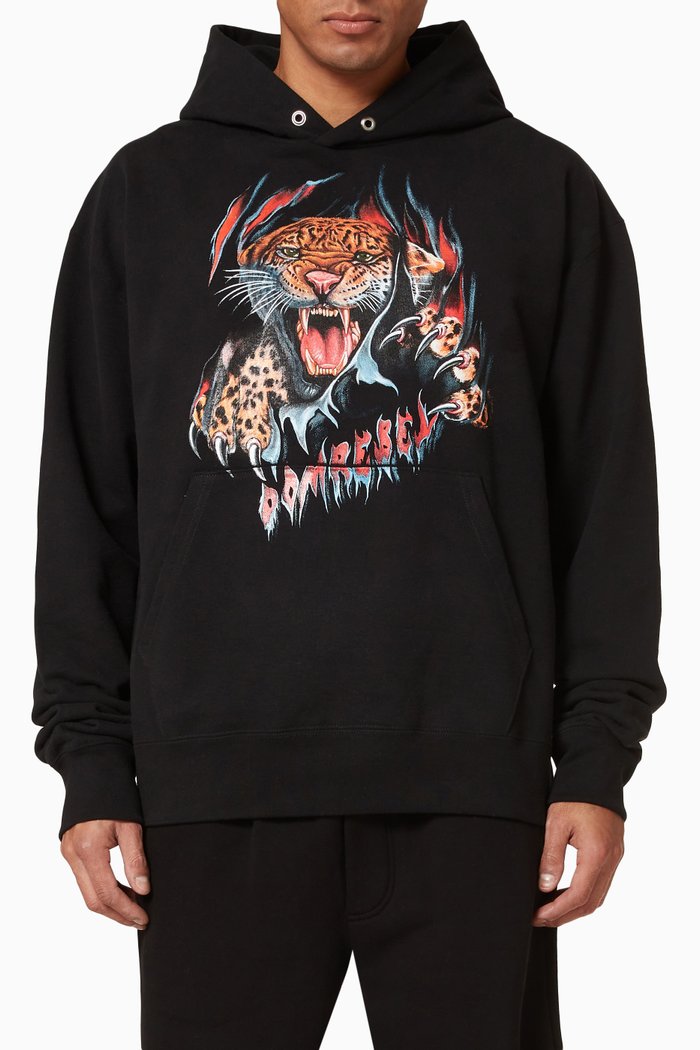 

Shredder Hooded Pullover in Cotton, Black