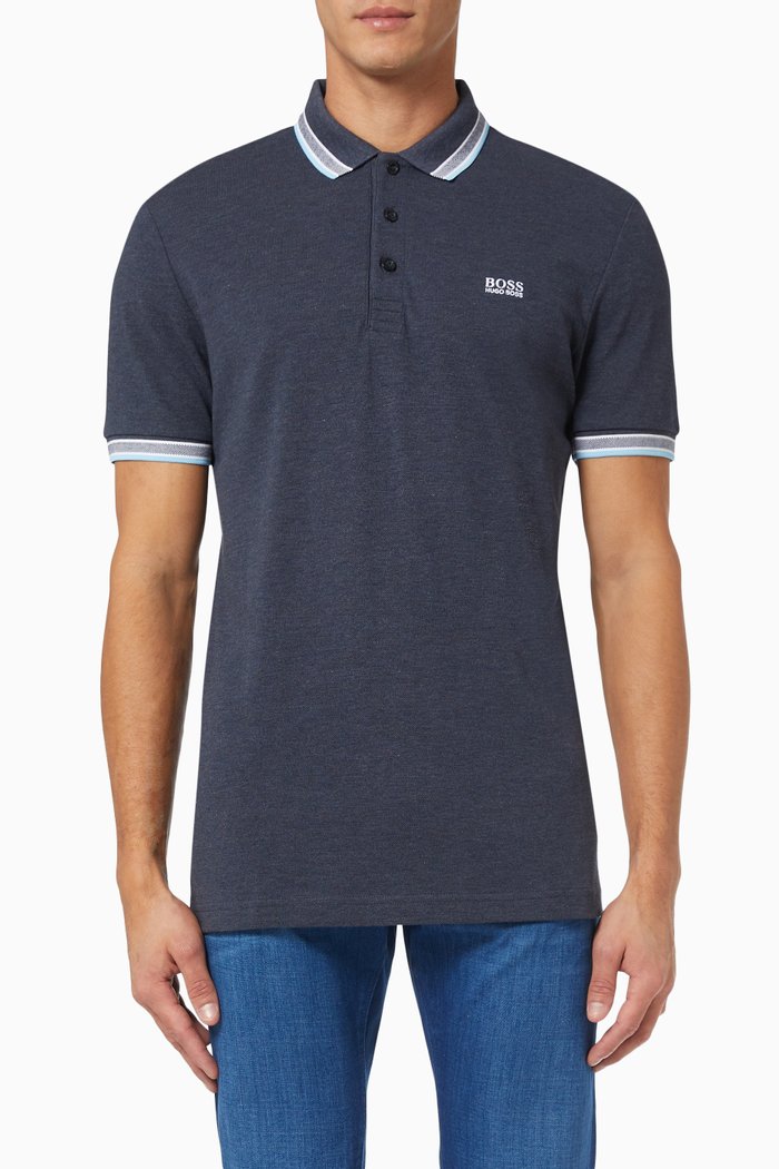 

Slim Fit Polo Shirt in Cotton Piqué, Blue