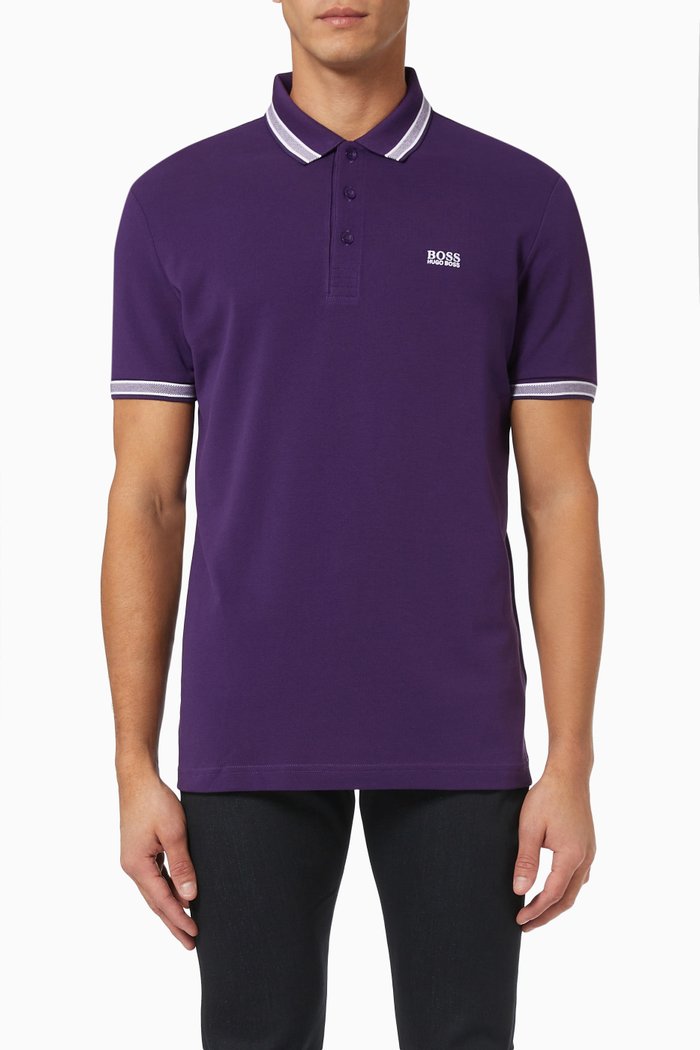 

Slim Fit Polo Shirt in Cotton Piqué, Purple