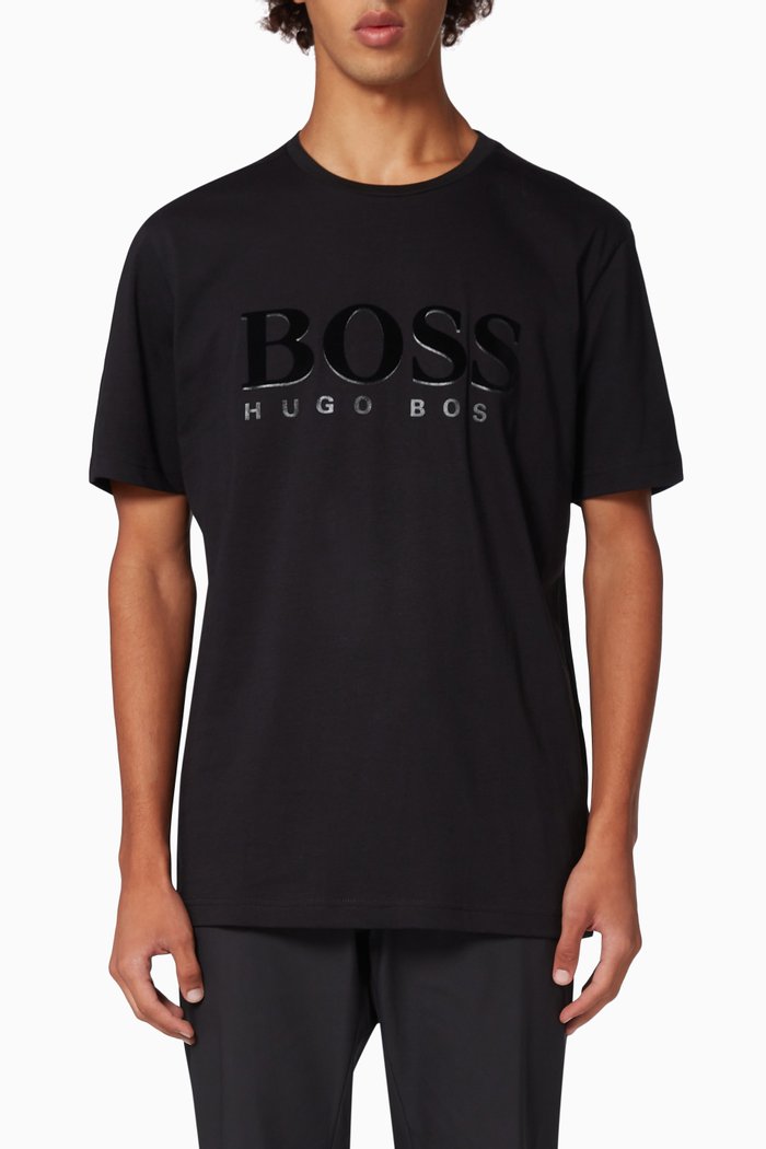 

Embossed Logo T-shirt in Cotton Jersey, Black
