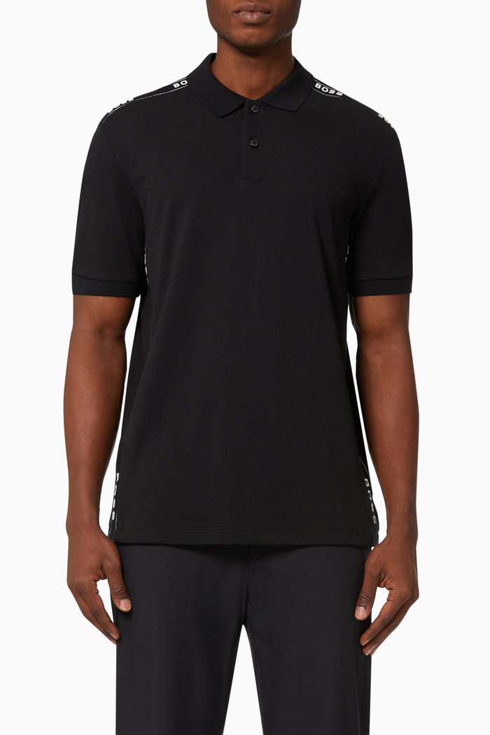 

Parlay Polo Shirt in Piqué Cotton, Black
