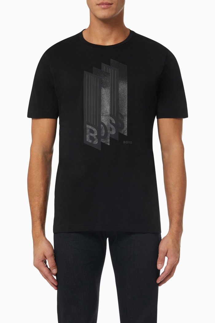 

Graphic Logo Print T-shirt in Cotton, Black