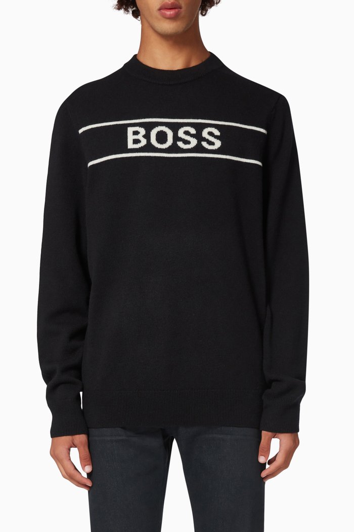 Logo Sweatshirt in Cotton, Black