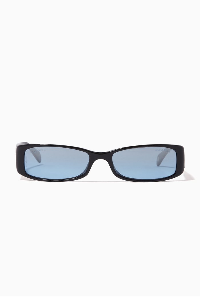 

Rectangle Tinted Sunglasses in Acetate, Black