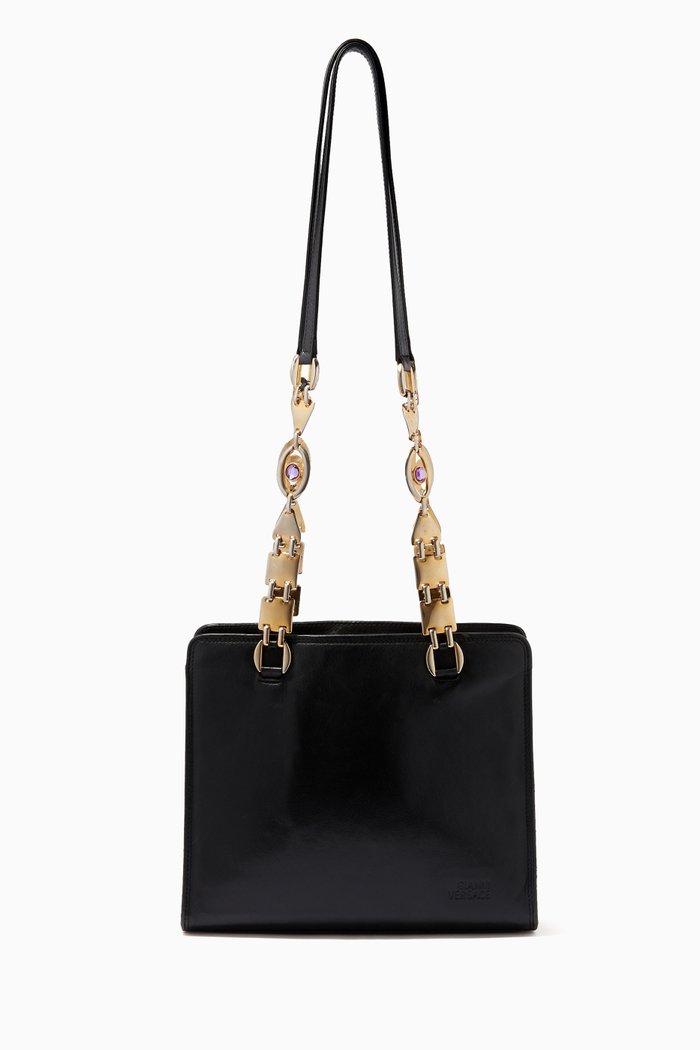

Gianni Versace Shoulder Bag in Python & Leather, Black