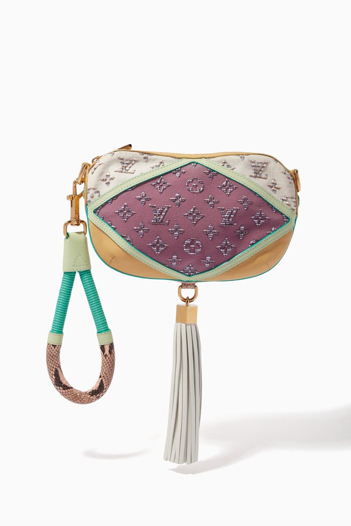

Nightbird Pochette Clutch in Glitter Monogram Canvas & Leather, Multicolour