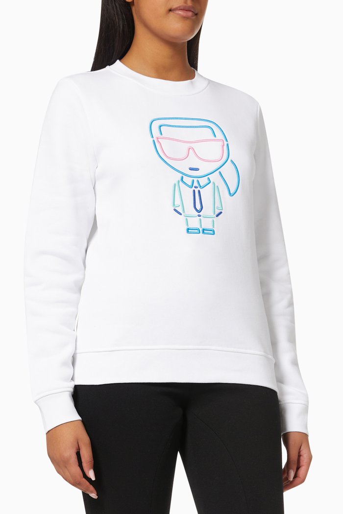 

Ikonik Karl Outline Sweatshirt in Brushed Fleece, White