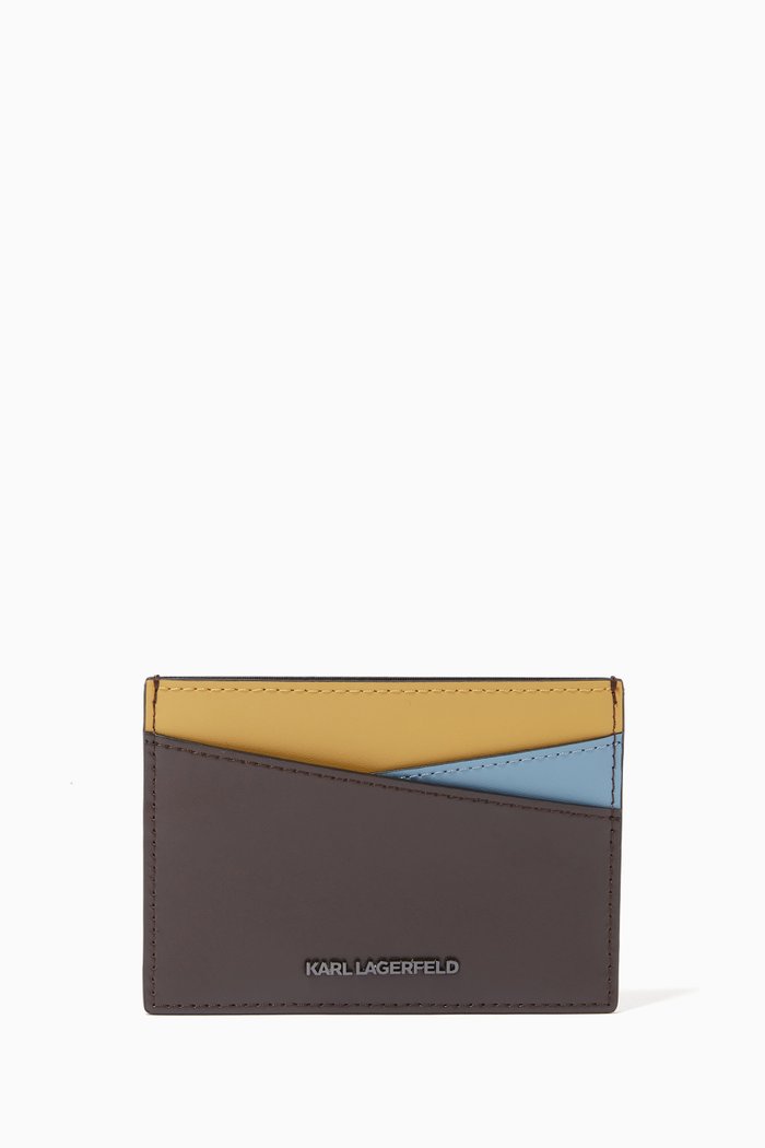 

K/Karl Seven Colour Block Cardholder in Leather, Orange