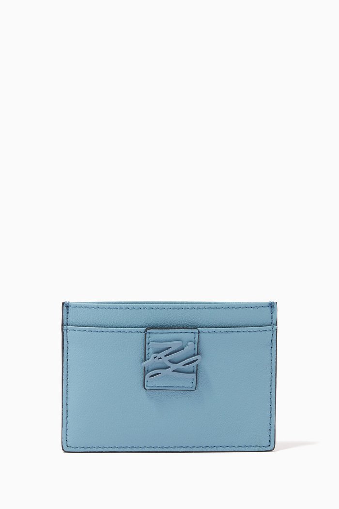 

K/Autograph Card Holder in Leather, Blue