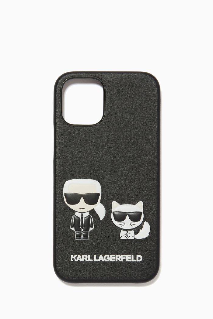 Karl & Choupette Iphone 12 Mini Cover in PU, Black