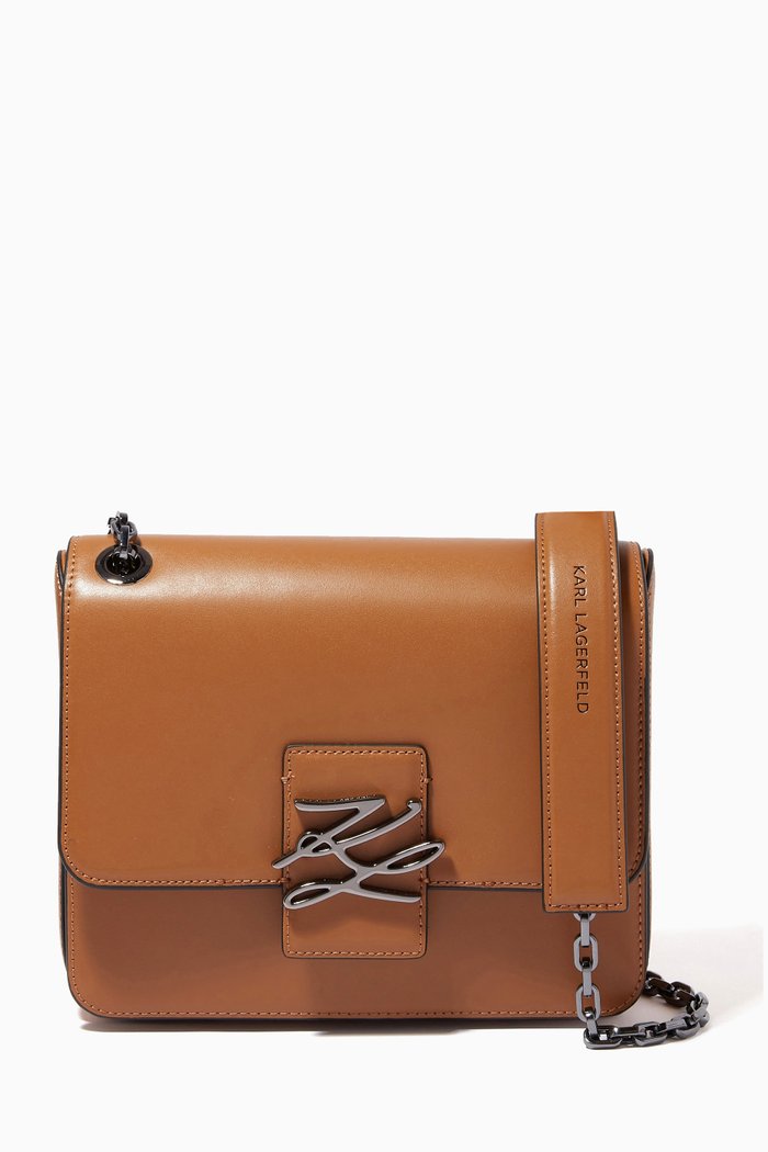 

K/Autograph Shoulder Bag in Leather, Brown