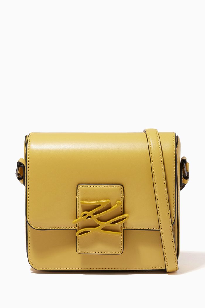 

K/Autograph Crossbody Bag in Leather, Orange