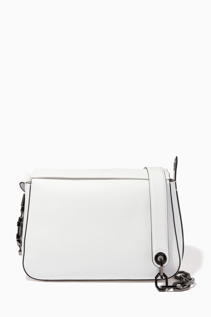 

K/Letter Medium Shoulder Bag in Leather, White