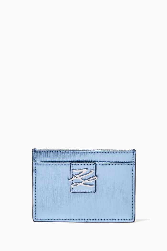 

K/Autograph Card Holder in Leather, Blue