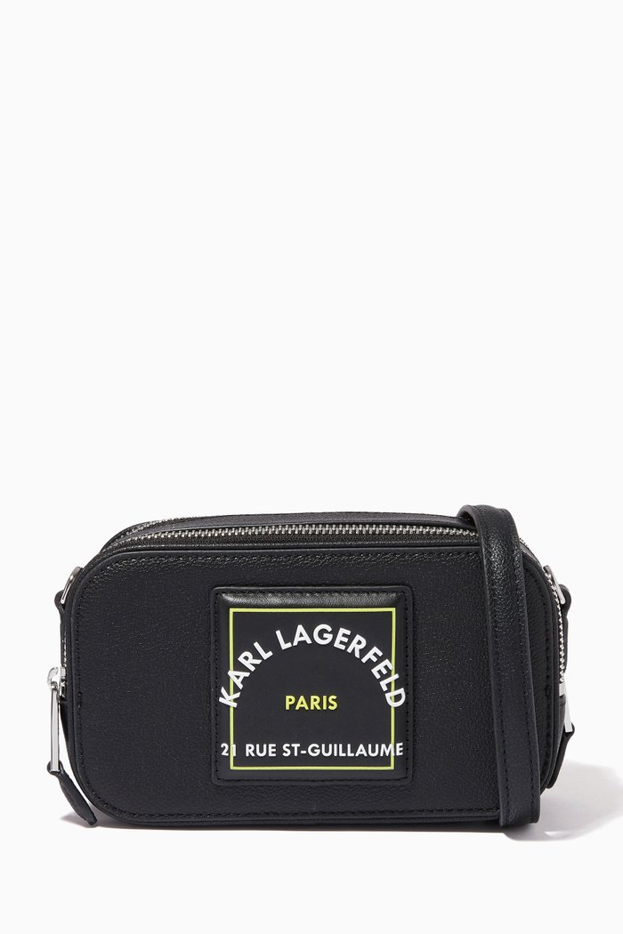 

Rue St-Guillaume Patch Camera Bag in Leather, Black