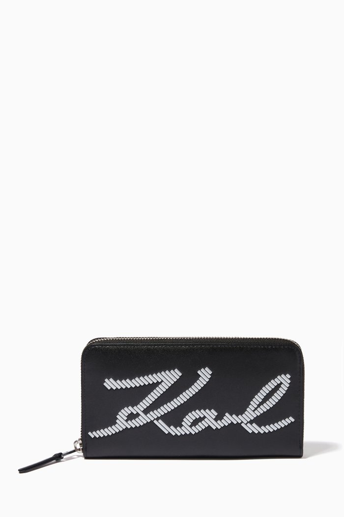 

K/Signature Special Whip Wallet in Leather, Black