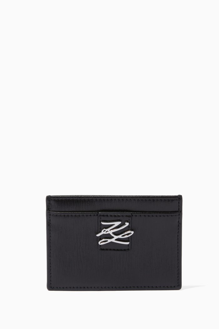 K/Autograph Card Holder in Leather, Black