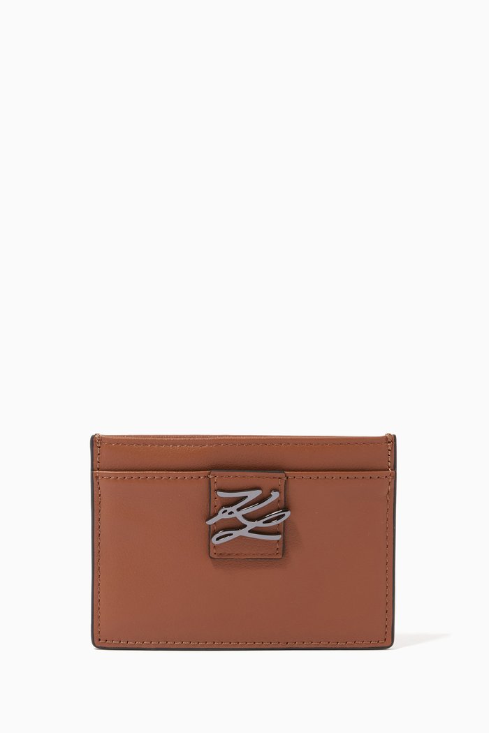 

K/Autograph Card Holder in Leather, Brown