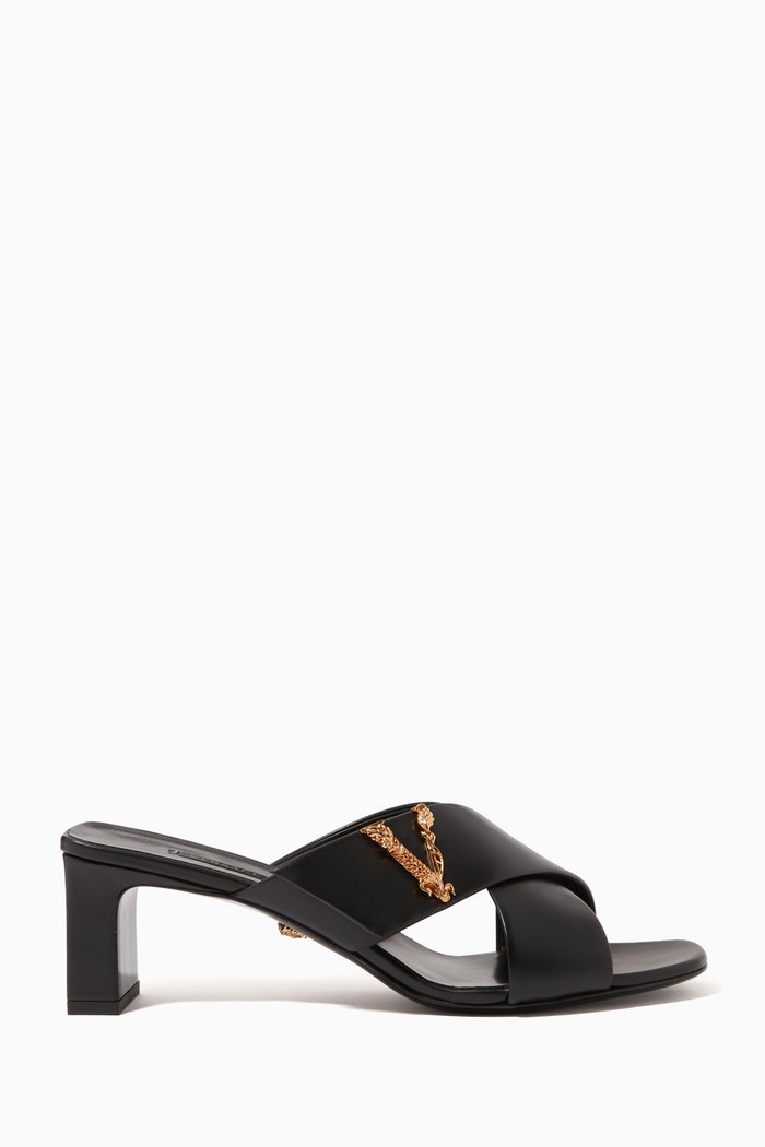 

Virtus 55 Mules in Calf Leather, Black