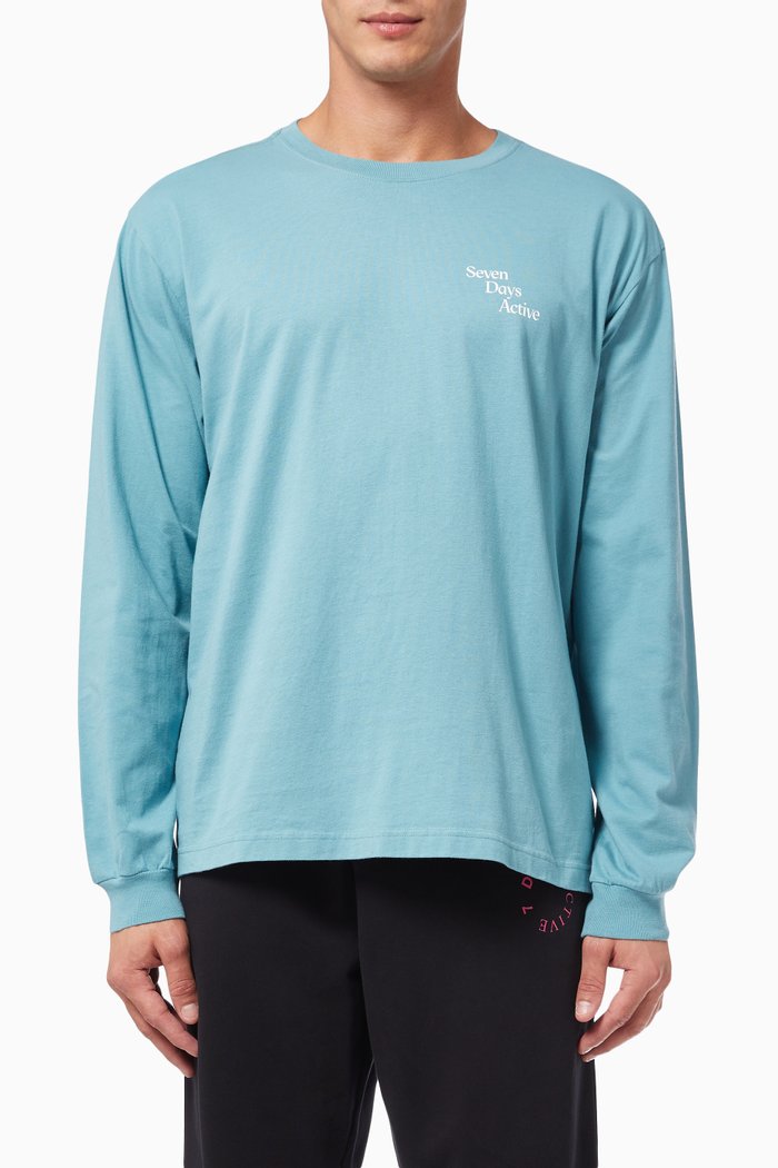 

Long Sleeve T-Shirt in Cotton, Blue