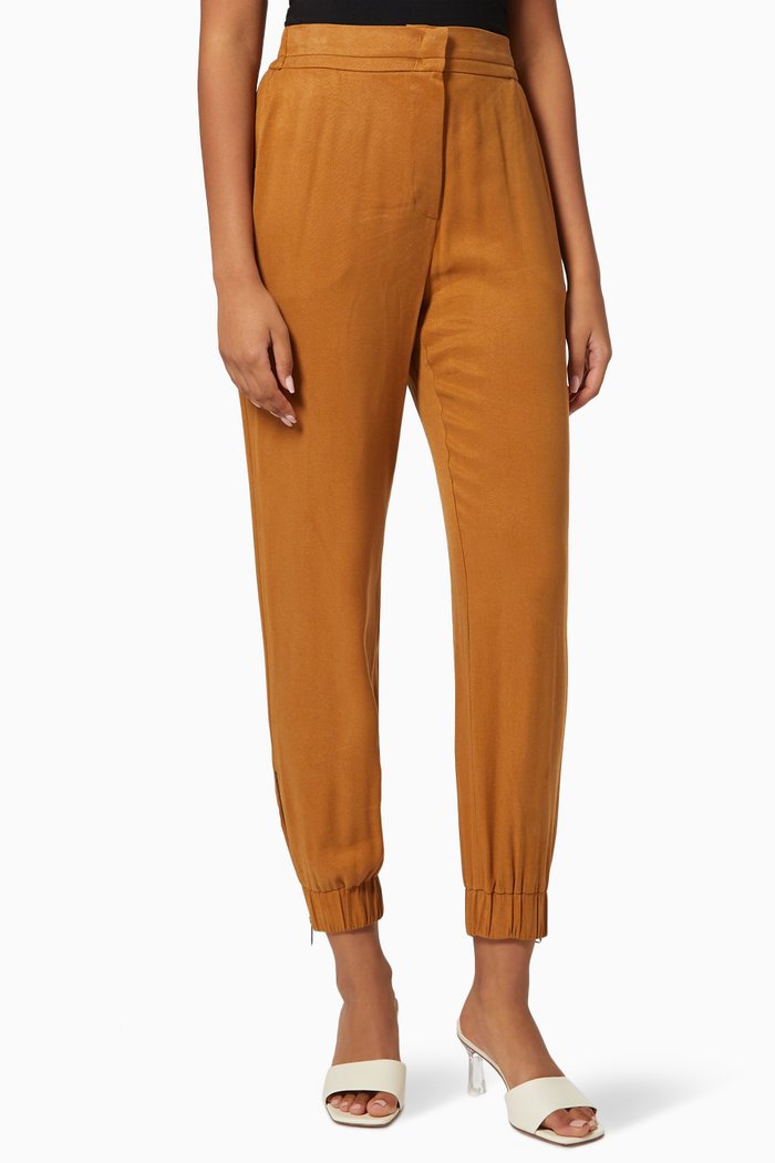 

Zip High Waist Pants, Brown