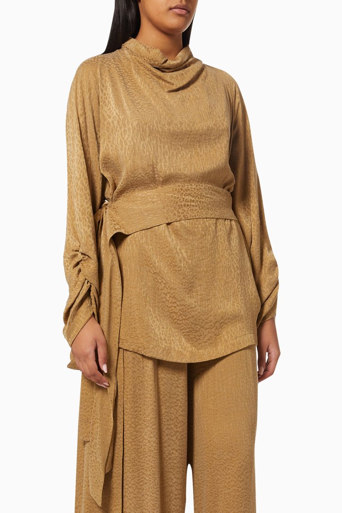 

Textured Ruched Blouse, Neutral