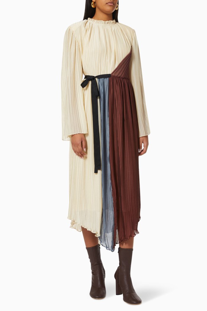 

Asymmetric Pleated Dress, Neutral