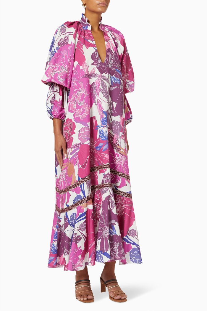 

Simone Dress in Linen & Cotton, Purple