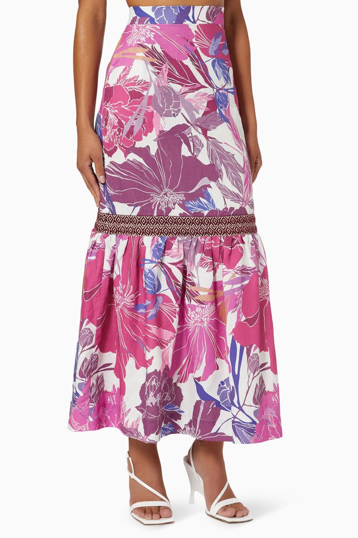 Jolie Skirt in Linen & Cotton, Purple